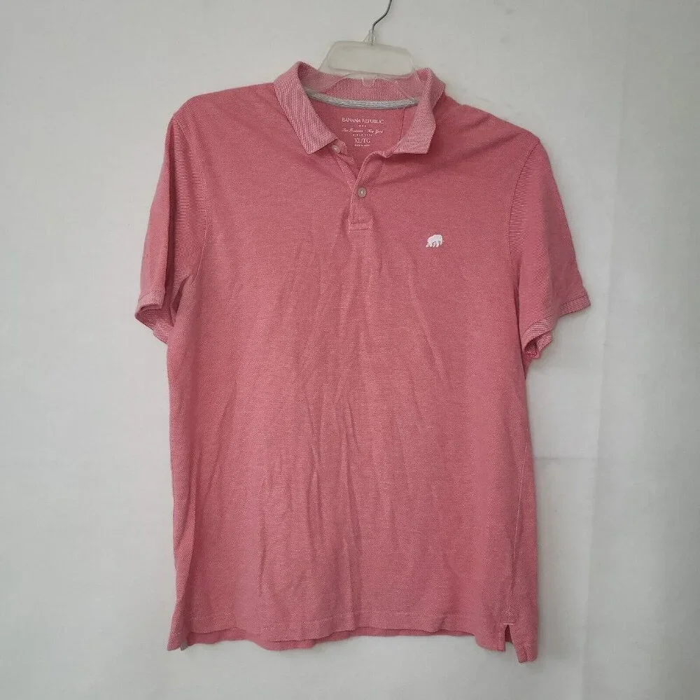 Banana Republic Polo Shirt Mens XL Birdseye Bouy Red Mesh Golf Valentine